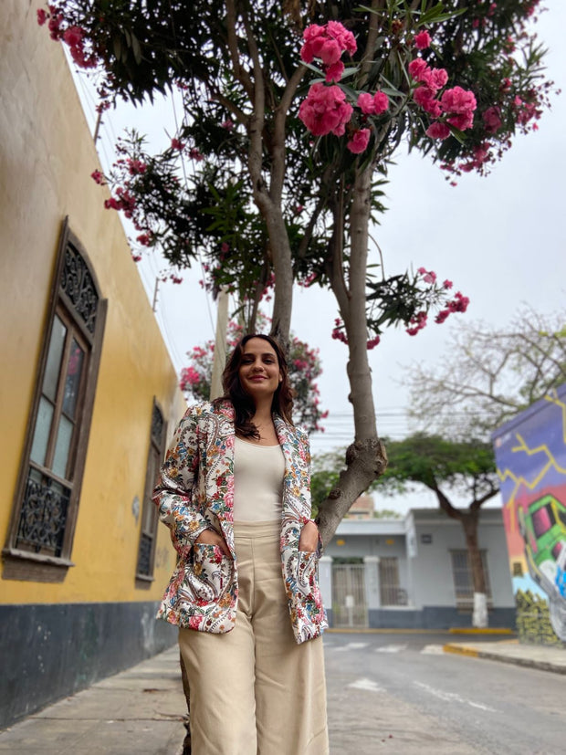 Saco Blanco Flores