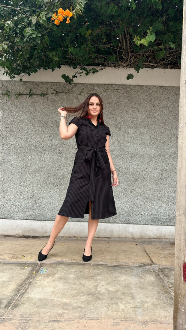 vestido sastre black cuello neru