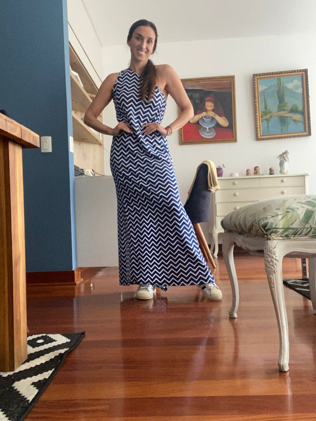 vestido un hombro zigzag