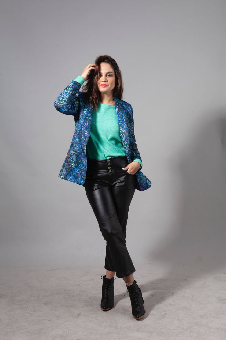 Blazer Brocado Azul Stock