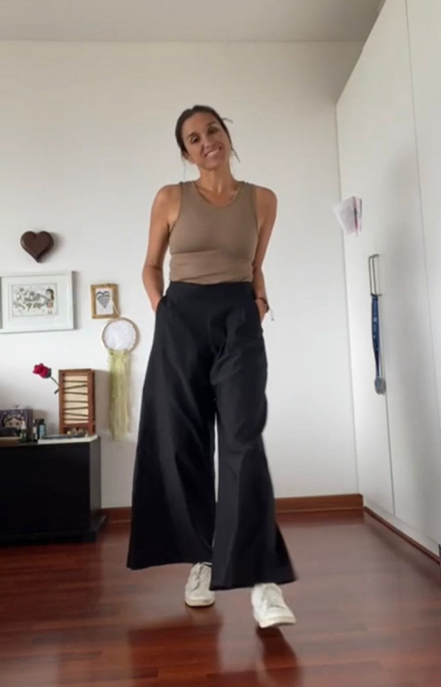 Pantalón Palazo C/Bolsillos Negro Stock