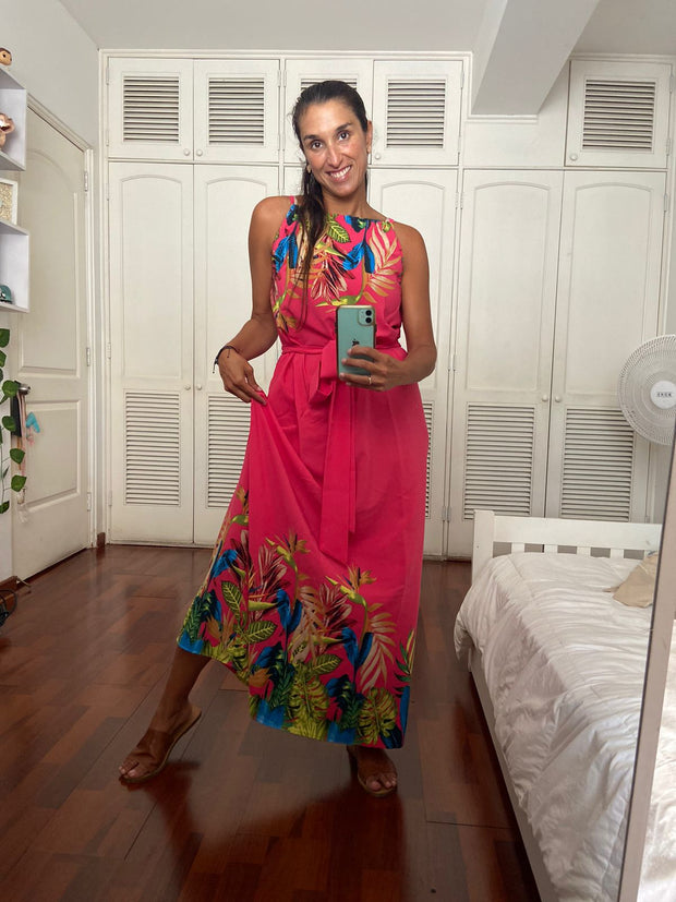 Vestido Maxi Pita Fucsia Floral