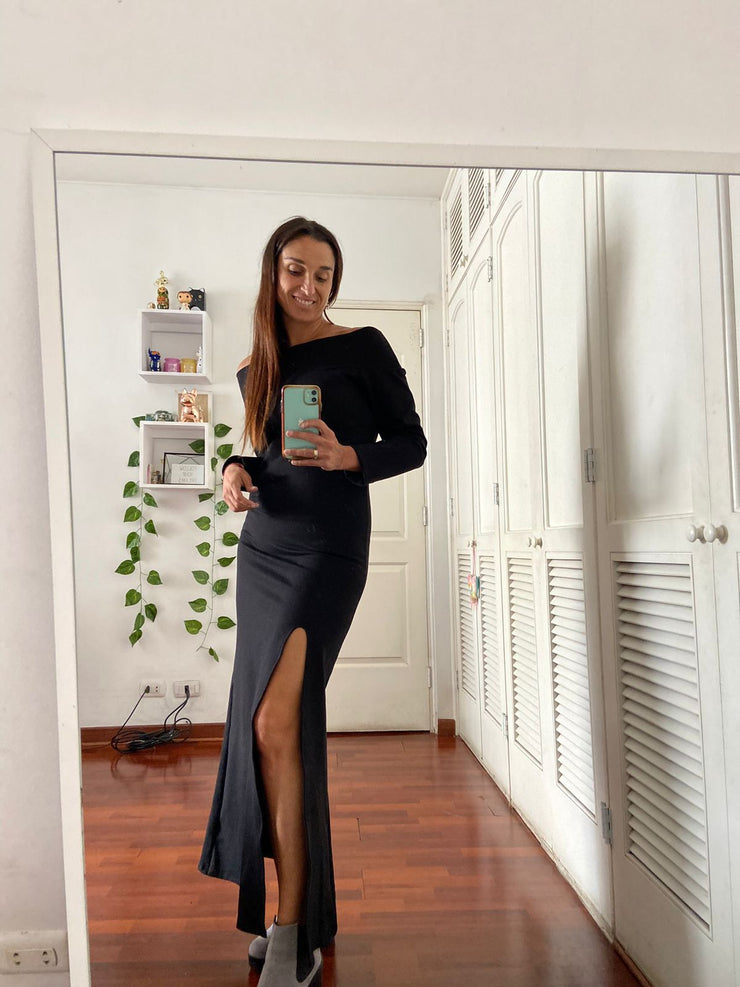 Vestido Maxi Bote Negro Stock
