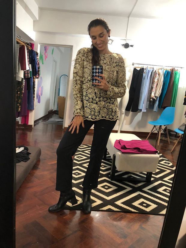 Blusa Encaje Dorada