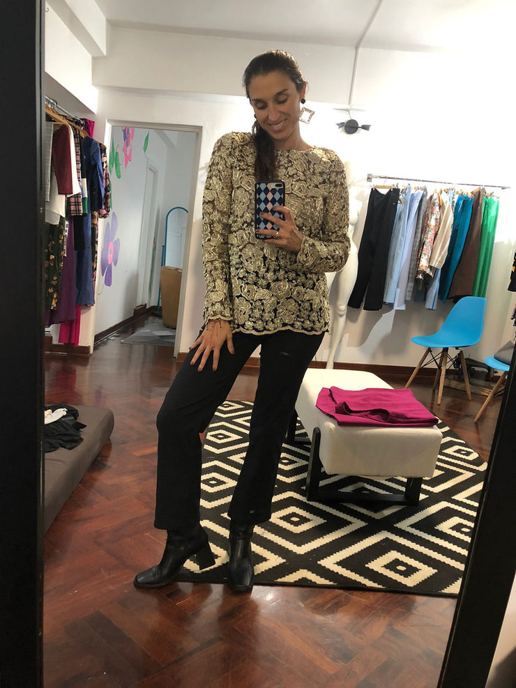 Blusa Encaje Dorada