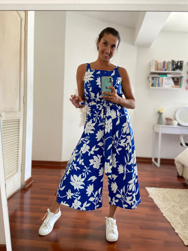 Enterizo Cuadrado Azul Floral