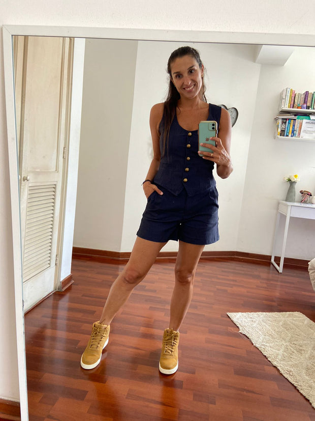 Chaleco Botoncitos Azul Jean