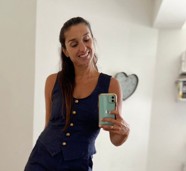 Chaleco Botoncitos Azul Jean