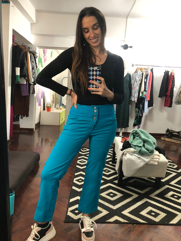 pantalon pitillo cyan