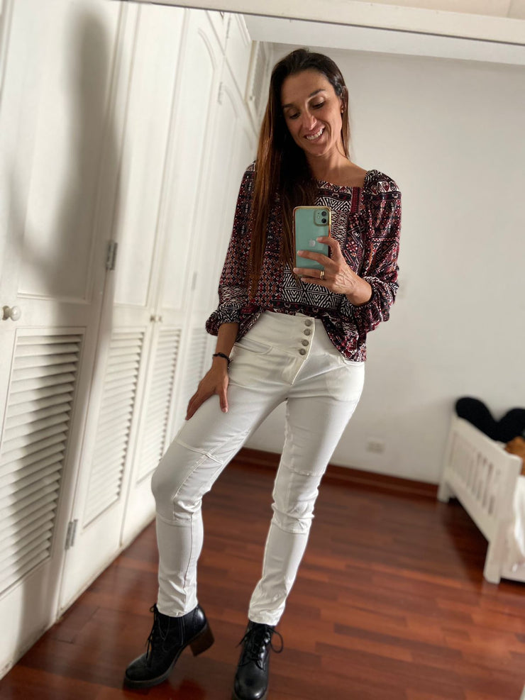Pantalón Pitillo Blanco Ivory Stock