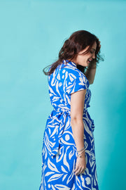 Vestido Camisero Azulino y blanco