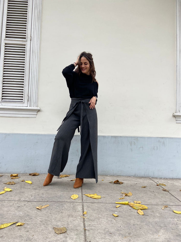 Pantalón Palazo Envolvente Lanilla Stock