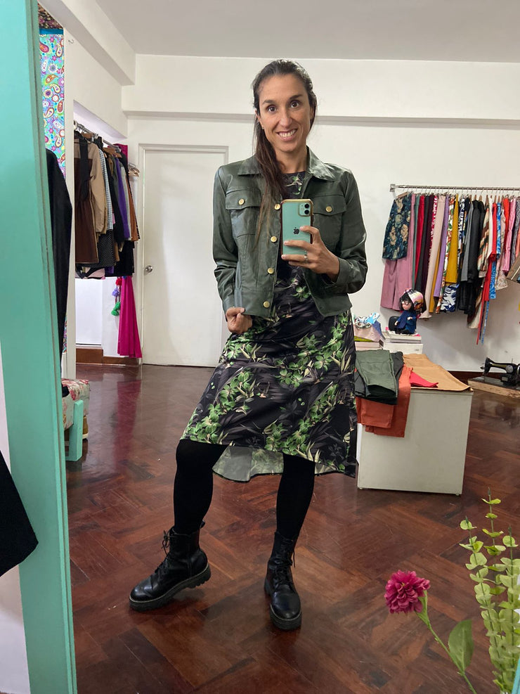 Casaca Corta Látex Verde Militar Stock