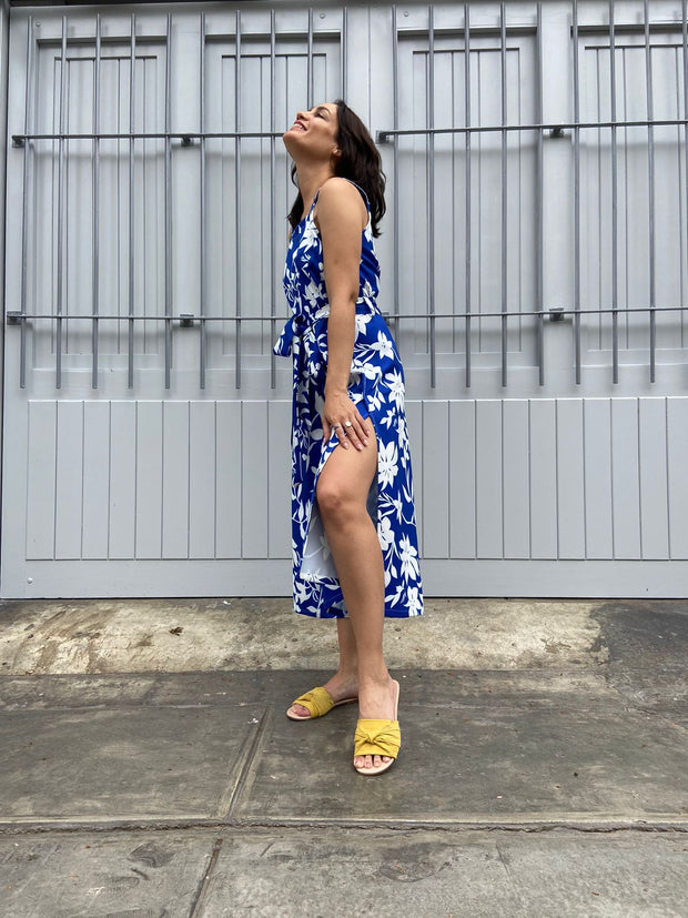 Enterizo Cuadrado Azul Floral