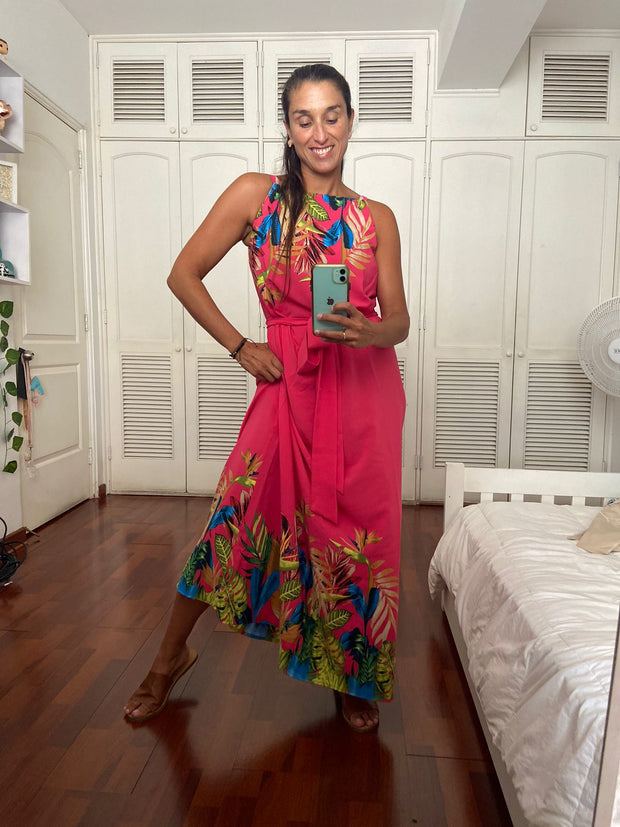 Vestido Maxi Pita Fucsia Floral
