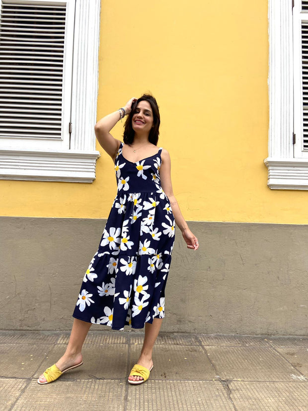 Vestido Malibú Azul Floral