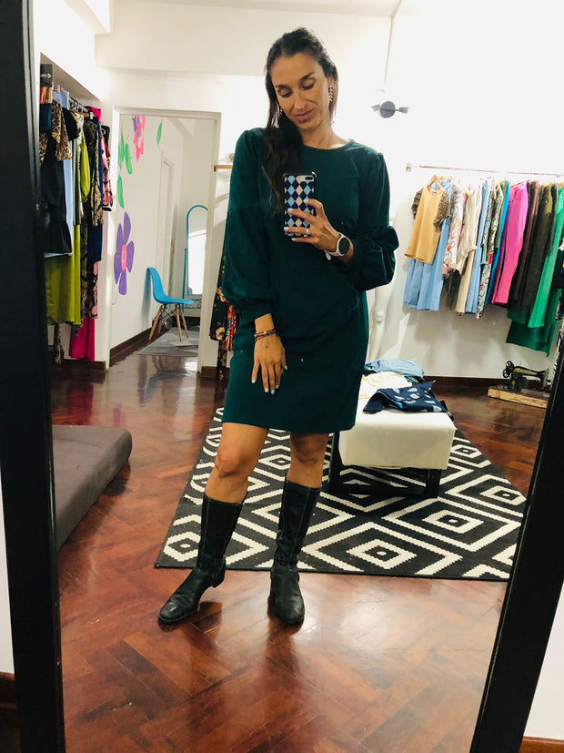 Vestido Verde Manga Larga