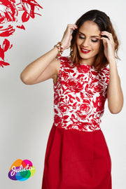 Vestido Tablas rojo floral