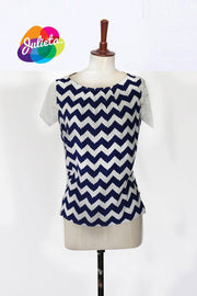 Blusa Simple zigzag Azul y blanco