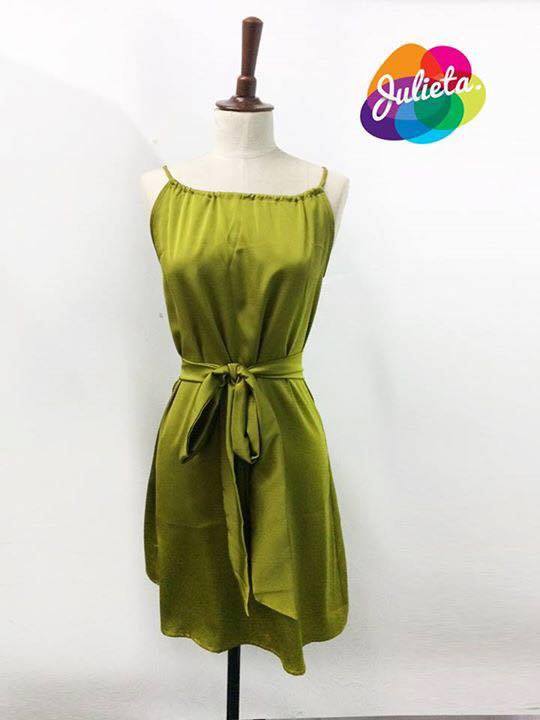 Vestido Pita lazo corto verde pistacho