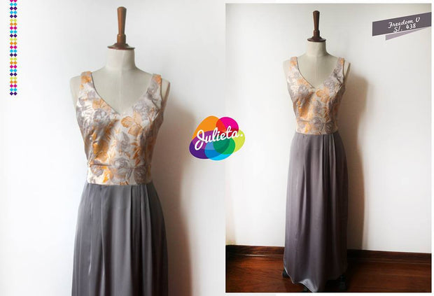 Vestido Long V Plomo