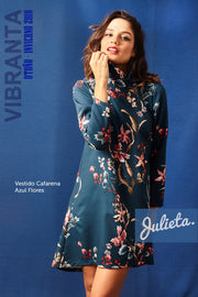 Vestido Tunica Cafarena Cobalto Floral