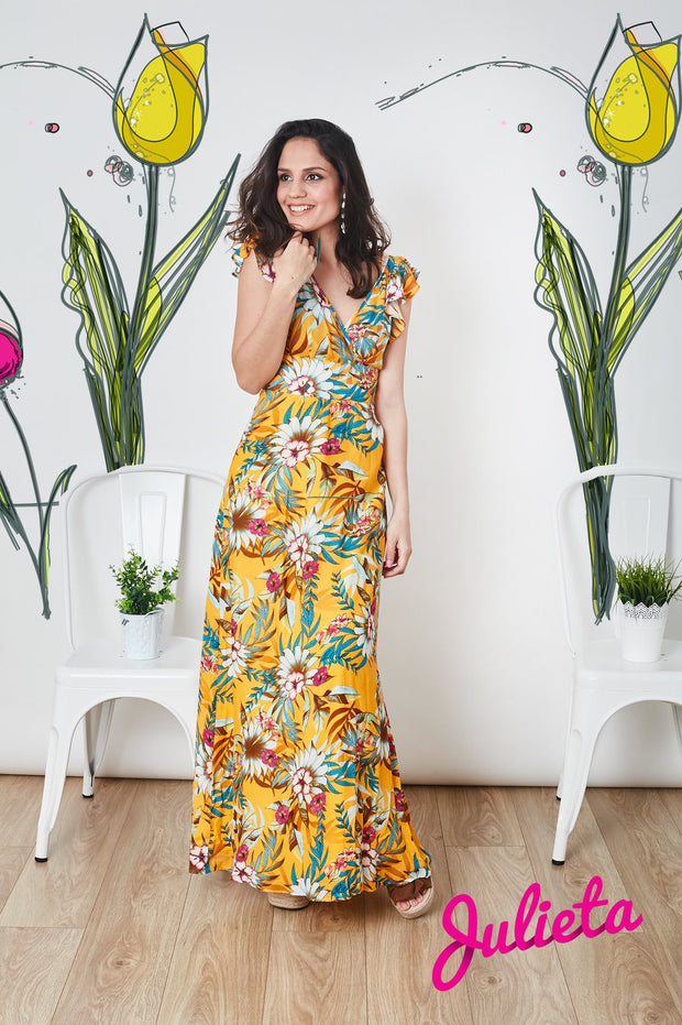 Maxi cruzado amarillo floral