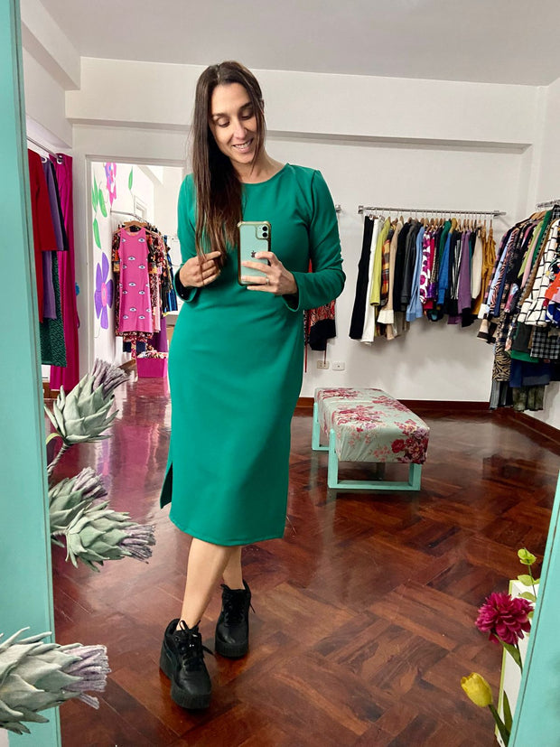 Vestido Crepé Verde