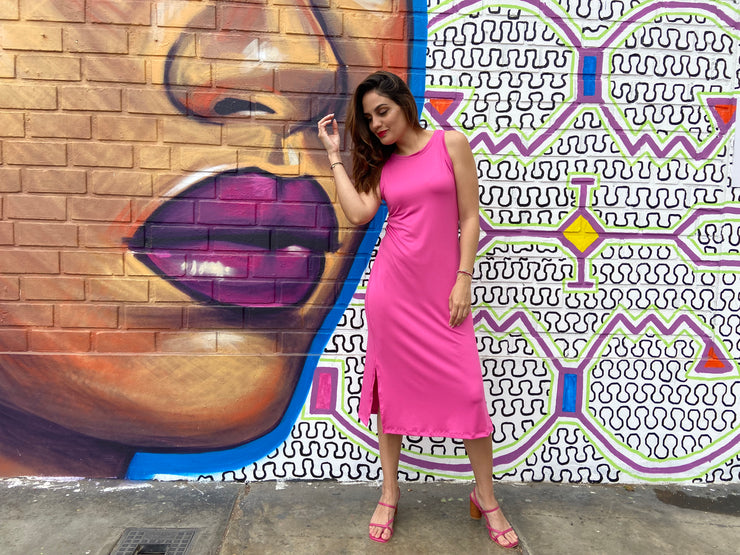 Vestido Midi Olímpico Fucsia