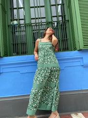 Vestido Maxi Tiempos Verde Floral