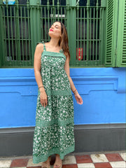 Vestido Maxi Tiempos Verde Floral