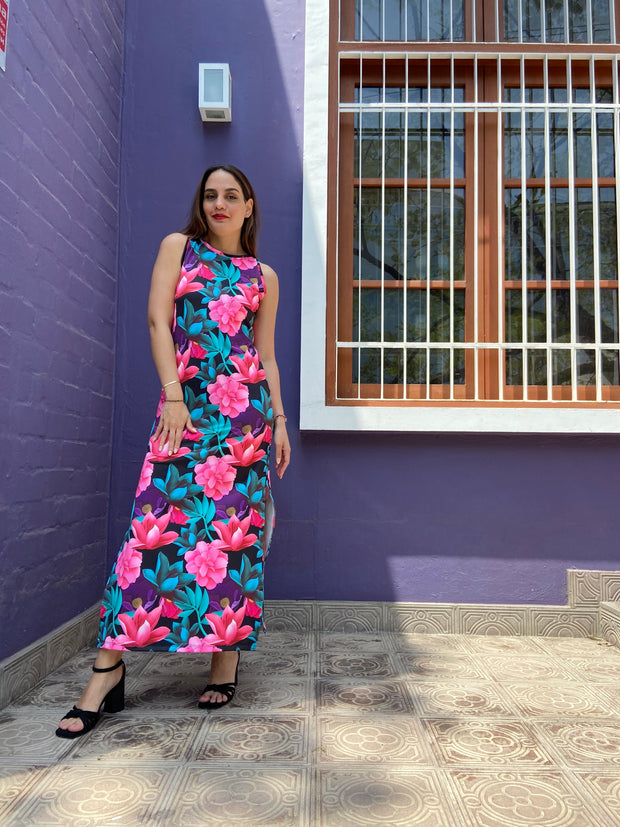 Vestido Maxi T Shirt Floral