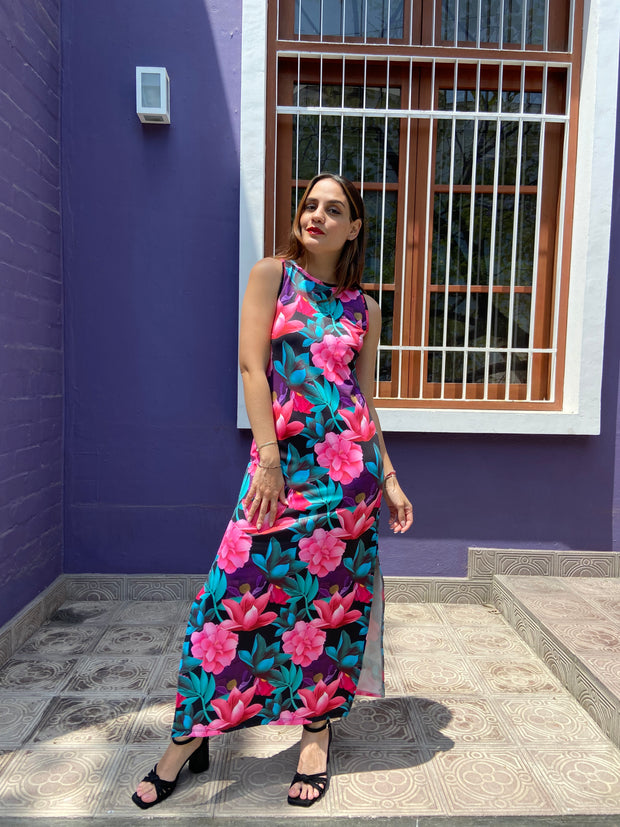 Vestido Maxi T Shirt Floral