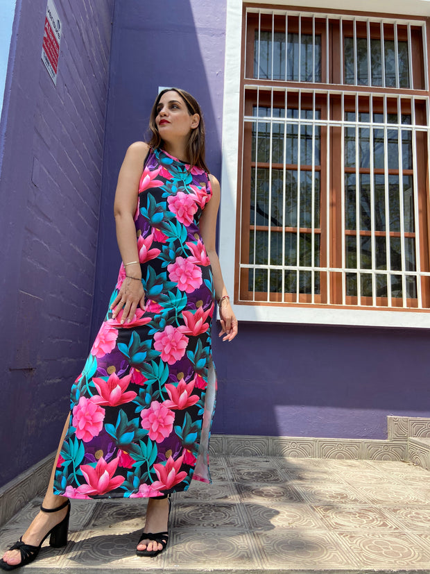 Vestido Maxi T Shirt Floral