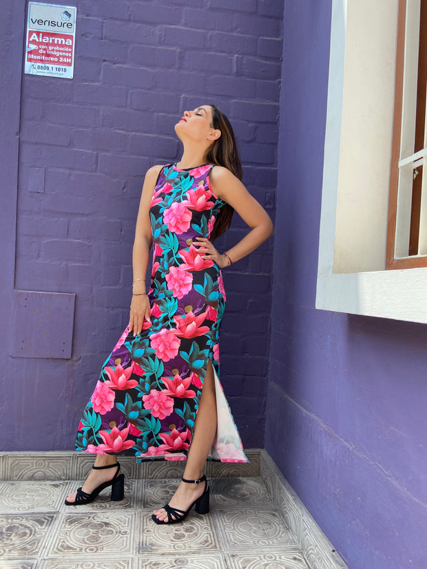 Vestido Maxi T Shirt Floral