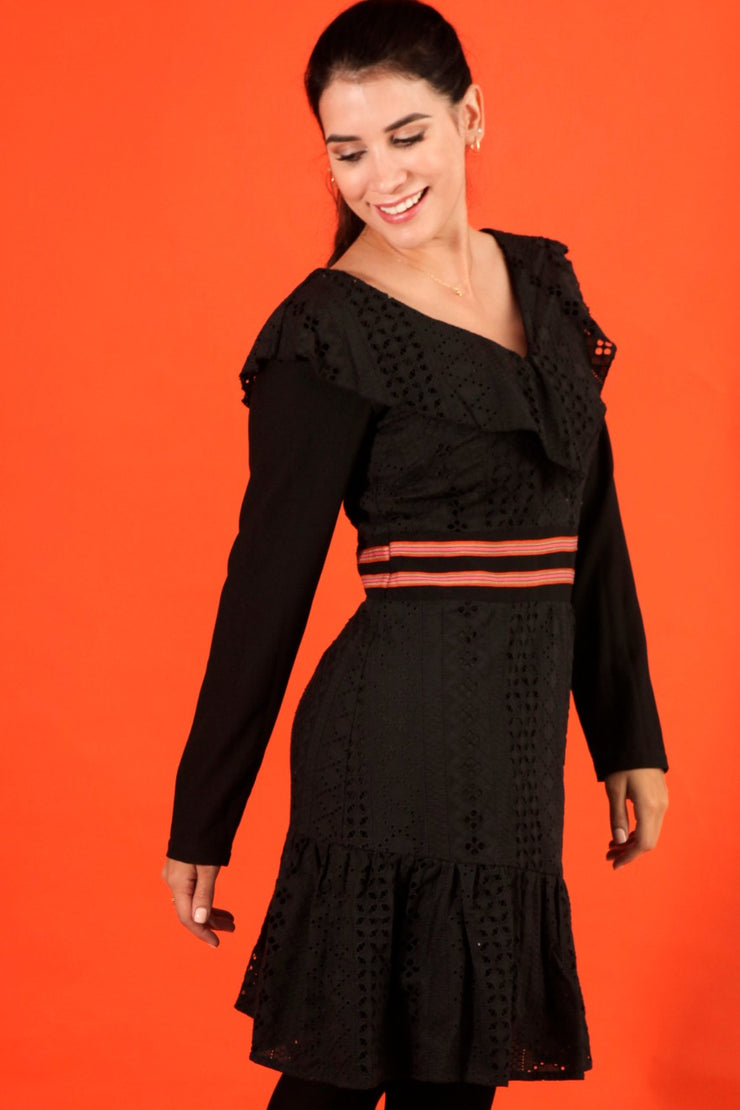 Vestido Sublime Negro Broderie