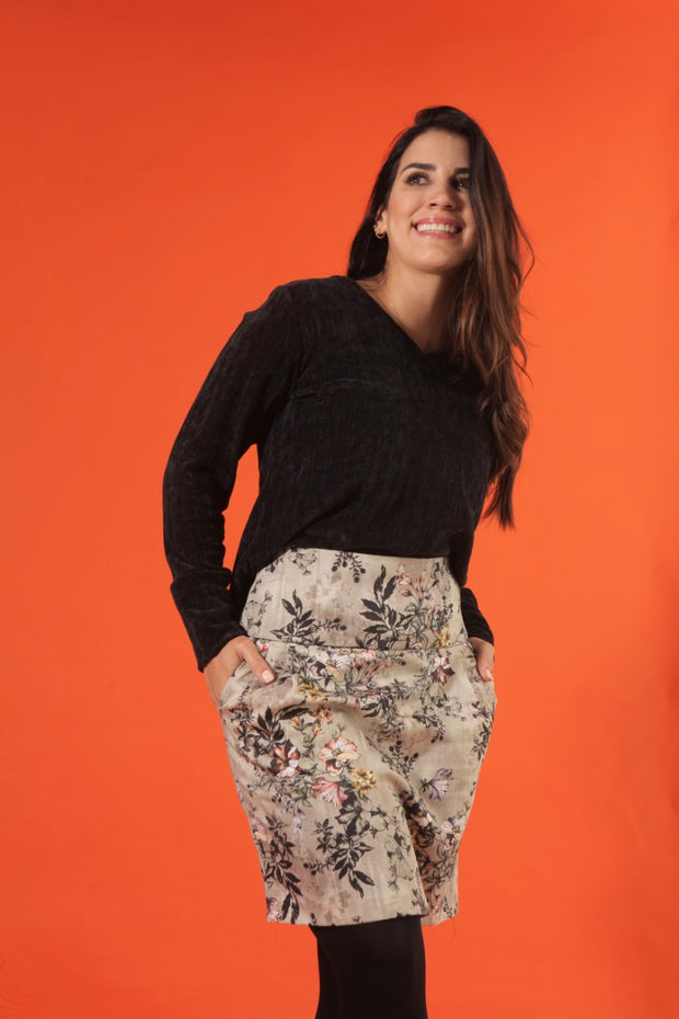 Falda Tulipa Gris Estampada