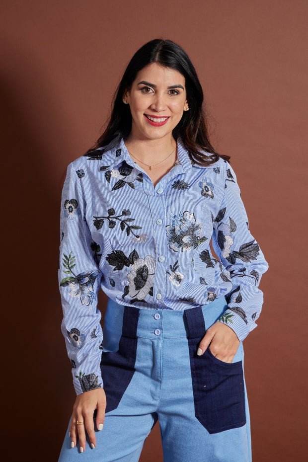 Blusa Camisera Bordada